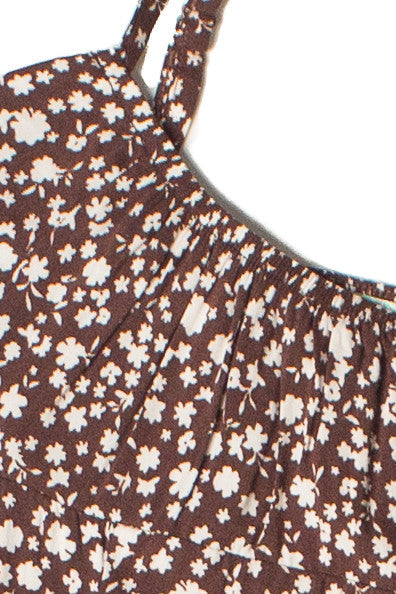 Brown Ditsy Floral Midi Dress