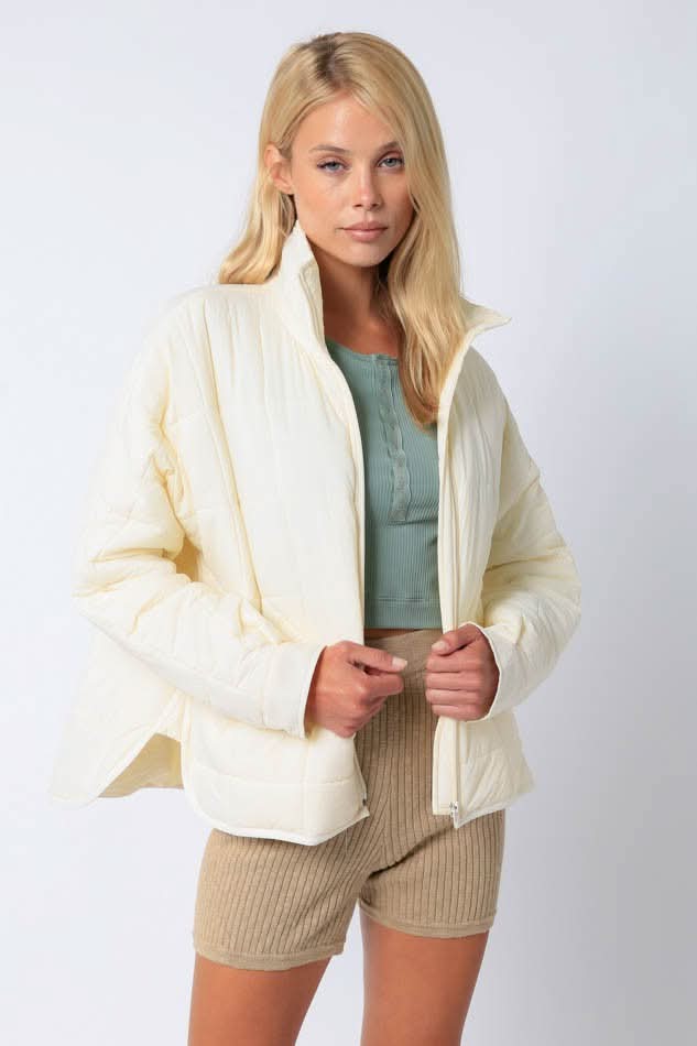 Weekender Cream Quilted Puffer Jacket