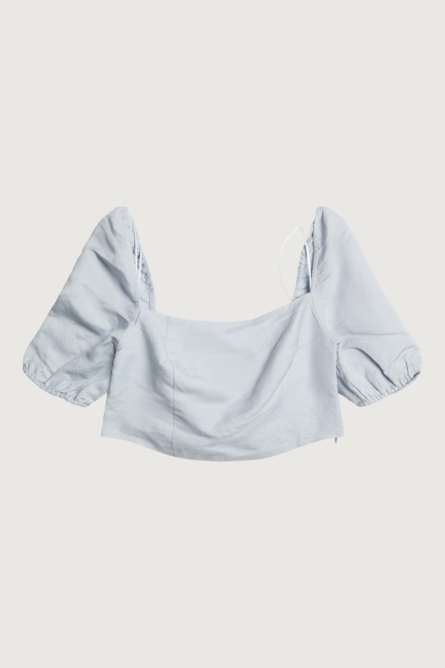 LINEN BLEND PUFF SLEEVE BLOUSE