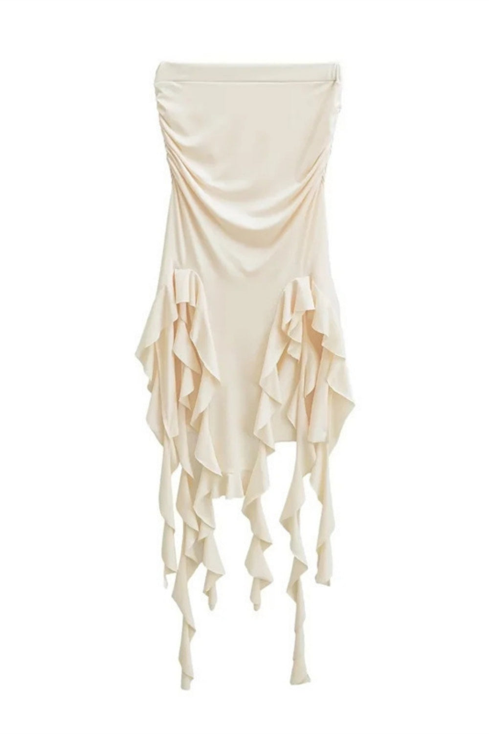 Pink Strapless Ruffle Summer Dress