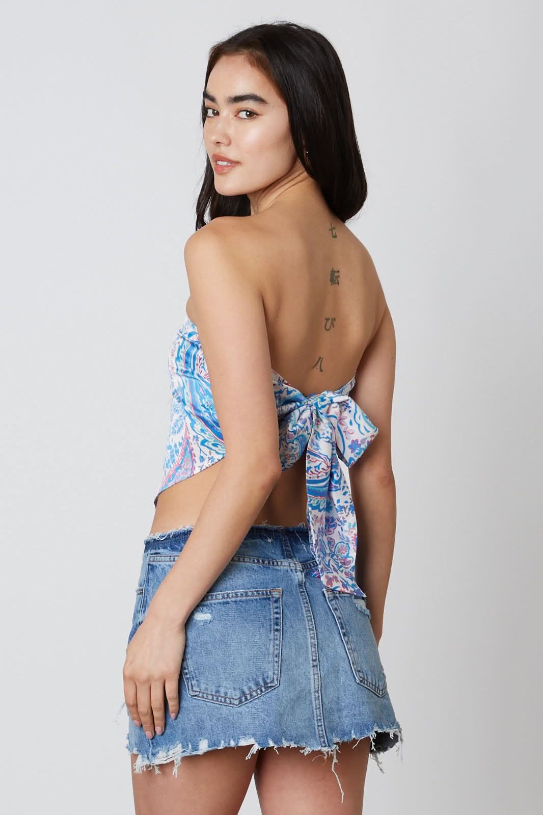 Tahlia Blue Paisley Print Scarf Top
