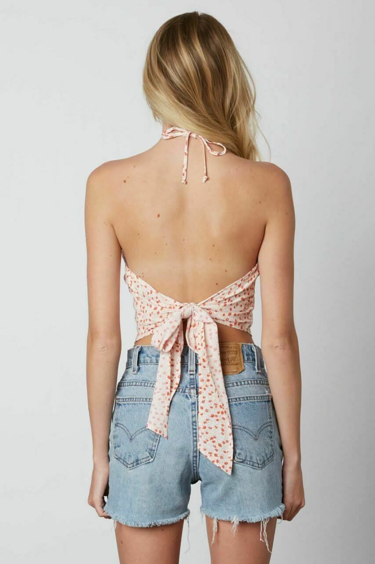 You Know Me Salmon Floral Halter Top