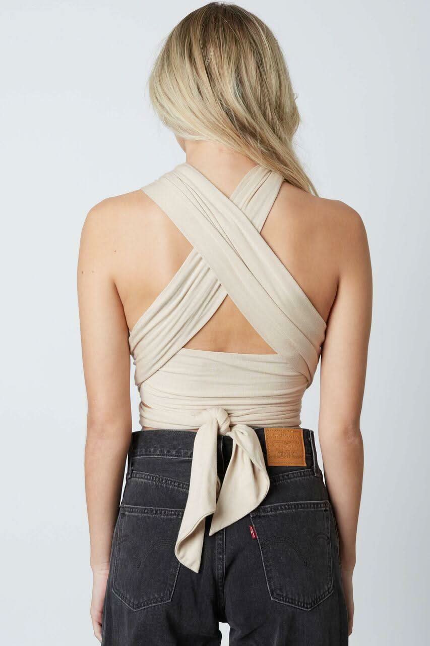 Sasha Tan Wrap Crop Top