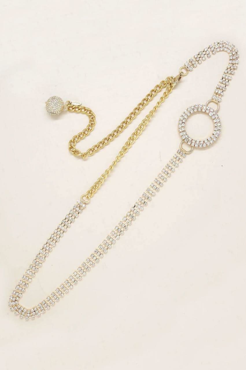 Shining Bright Crystal & Gold Circle Belt