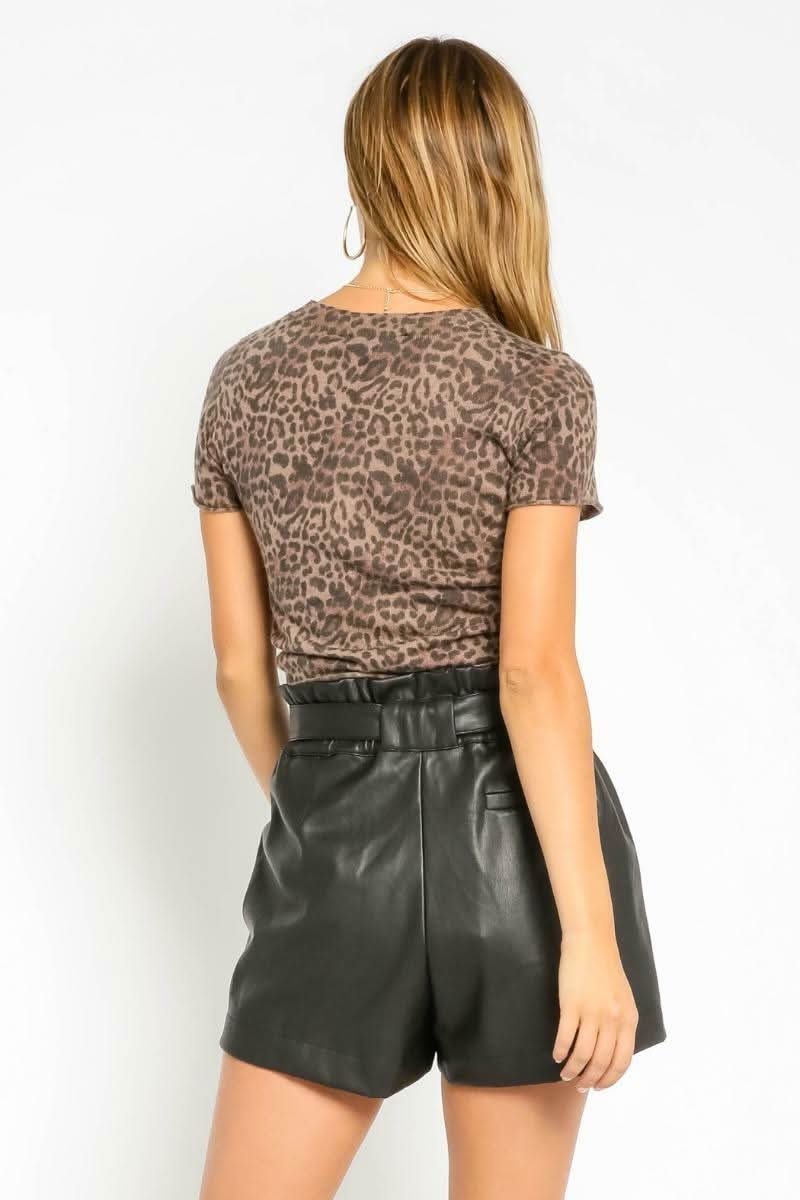 Take A Chance Brown Leopard Print Cropped Sweater
