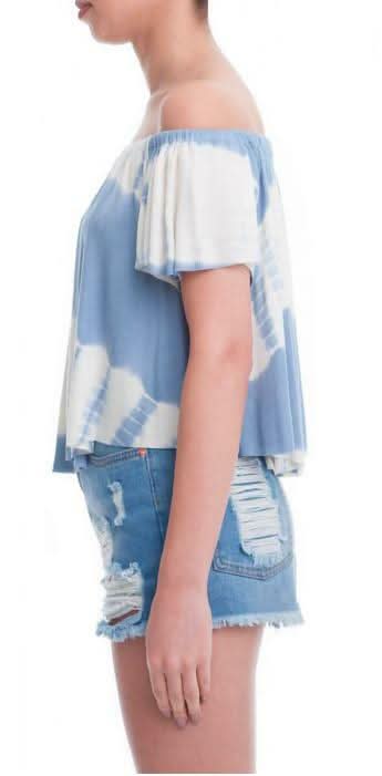 Weekender Blue Tie-Dye Off-the-Shoulder Top