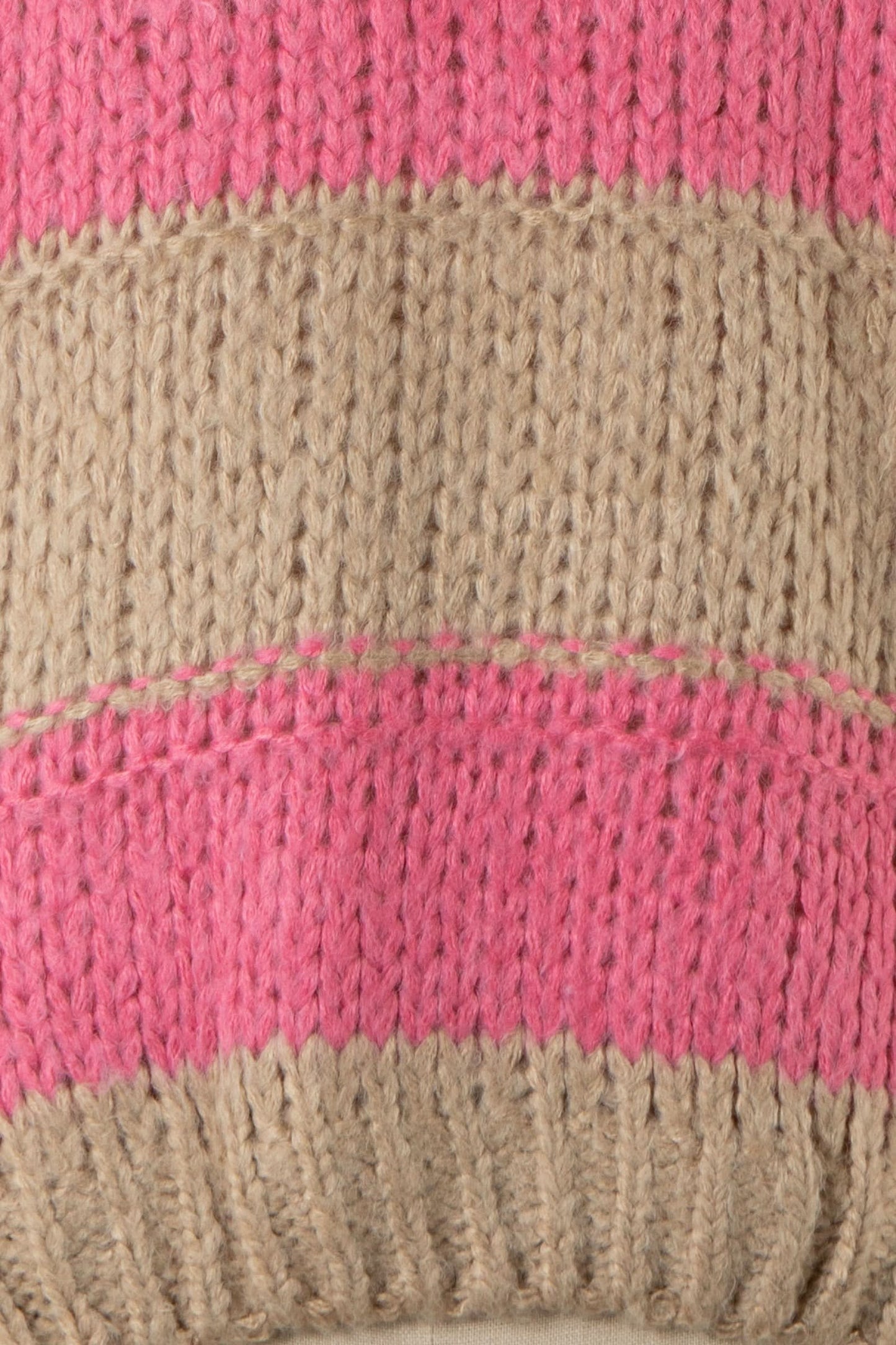 Poppy Beige and Pink Striped Oversized Sweater