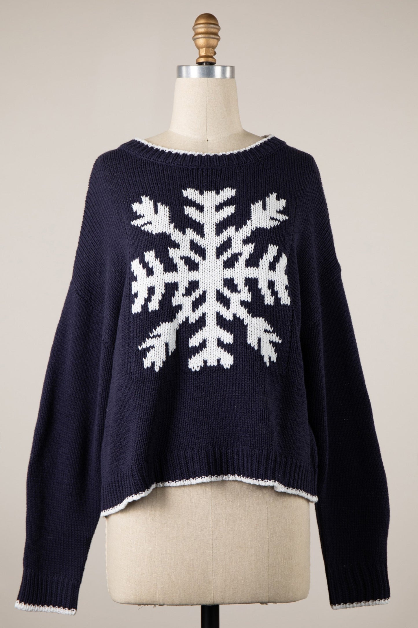 Snowflake Navy Oversized Pullover Sweater