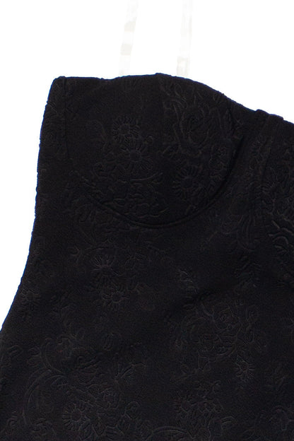 Black Jacquard Bustier Clear Straps Mini Dress