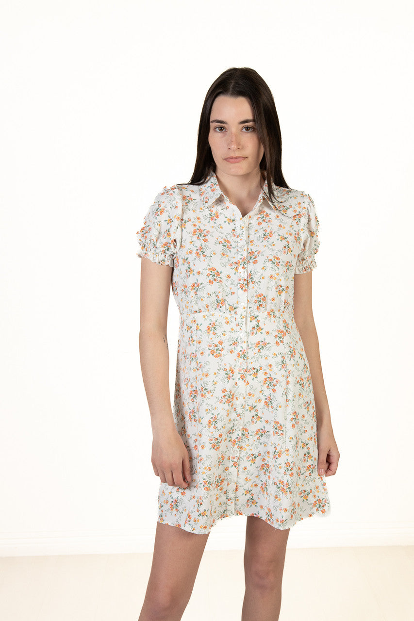 White Floral Shirt Dress