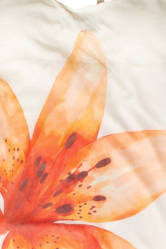 Large Flower Print Mesh Maxi Dress