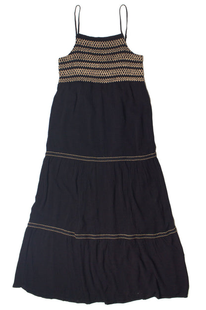 Embroidered Detail Gauze Tiered Maxi Dress
