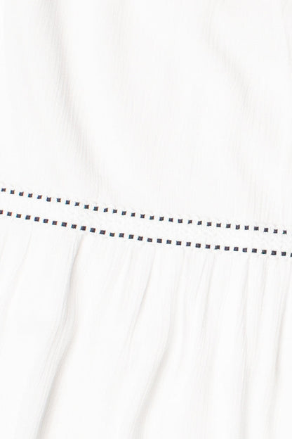 Embroidered Detail Gauze Tiered Maxi Dress