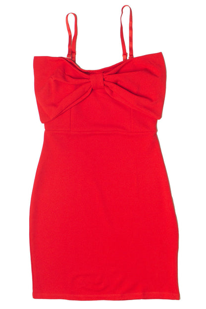 Oversized Bow Red Mini Dress