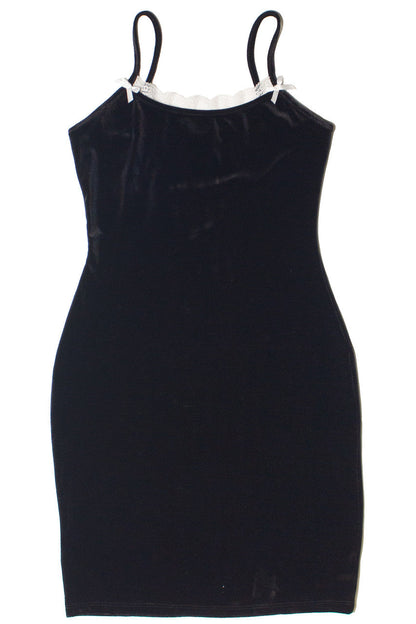 Lace And Bow Velvet Mini Dress