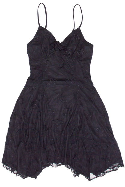 Mesh Lace Hanky Hem Mini Dress