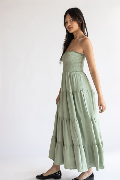 Smocked Top Strapless Maxi Dress