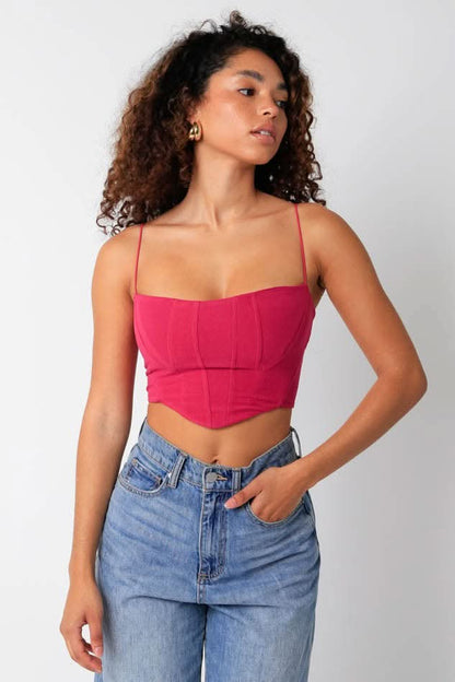 Hot Girl Fuchsia Corset Crop