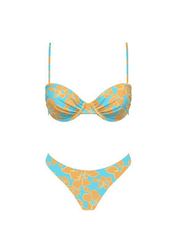 She's Got a Way Blue & Orange Floral Bikini