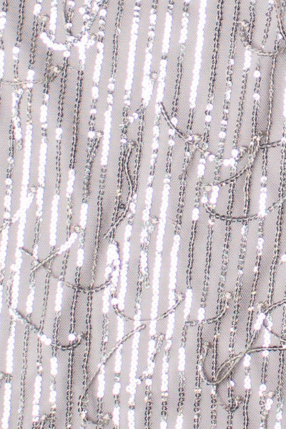 Silver Sequin Fringe Mini Dress
