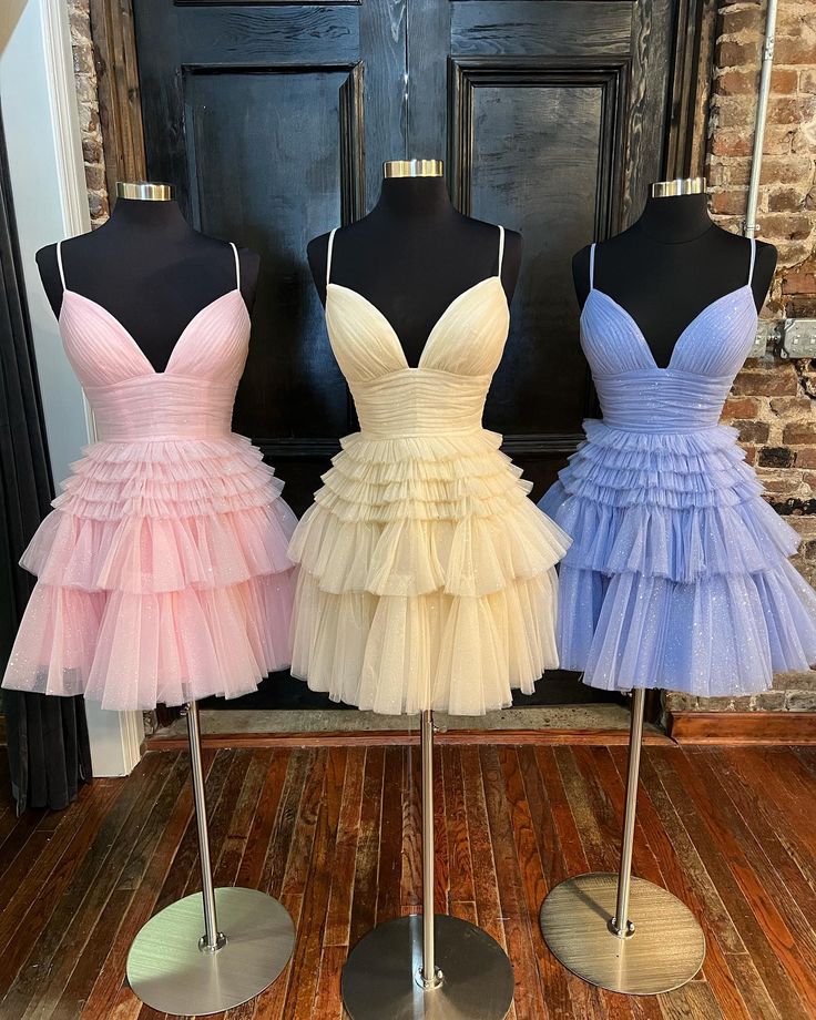 Straps Periwinkle Tiered Ruffle Short A-line Homecoming Dress