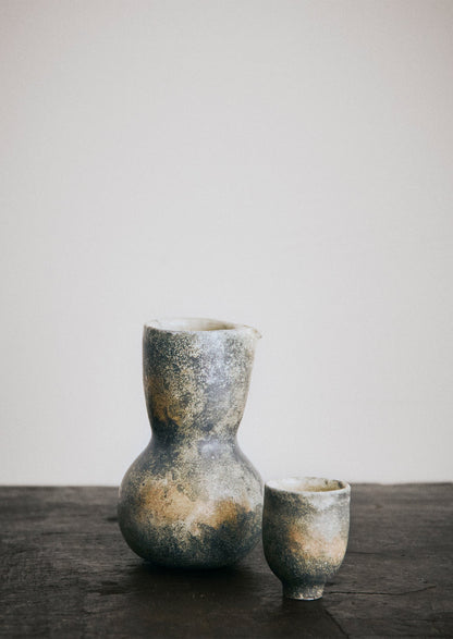 Linnan Ye Hand Thrown Sake Set | Stone Green