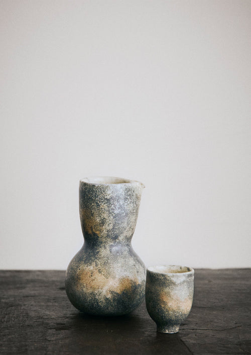 Linnan Ye Hand Thrown Sake Set | Stone Green