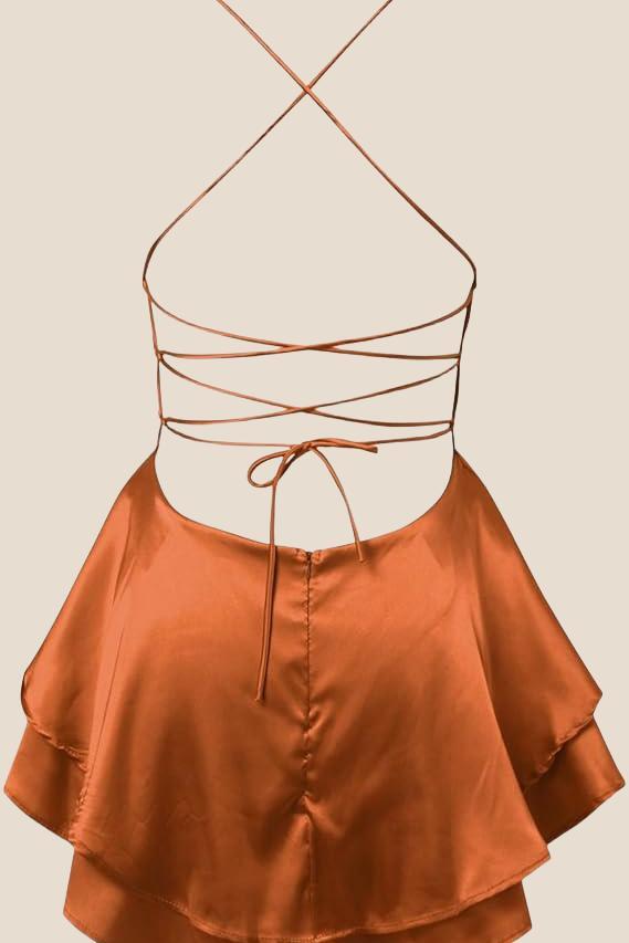 Straps Green Lace-up Back Tiered Party Dress