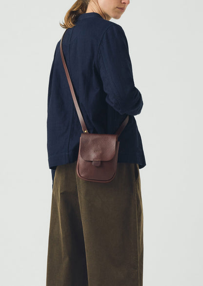 Kate Sheridan Leather Half Orbed Tab Bag | Chestnut