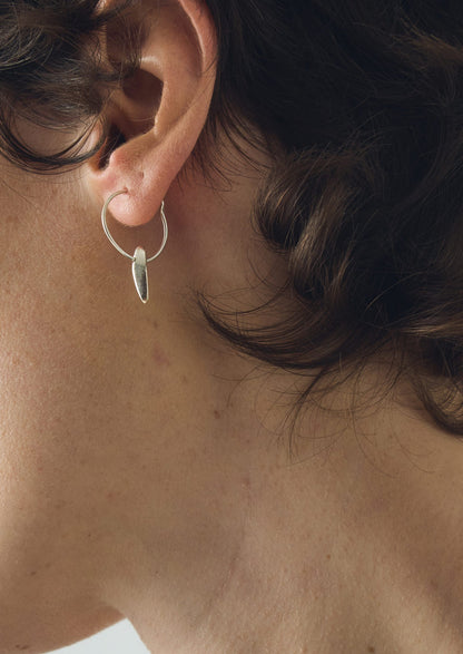 Sally Lacock Sculpted Seed Charm Hoops | Silver