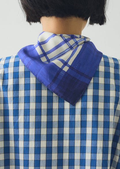Painted Table Cloth Silk Bandana | Cobalt
