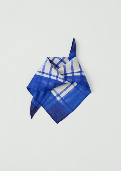 Painted Table Cloth Silk Bandana | Cobalt