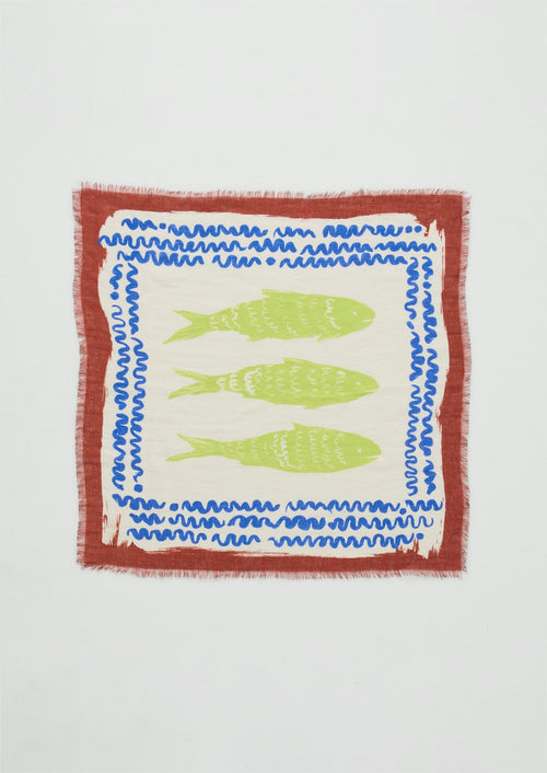 Market Fish Linen Bandana | Ecru