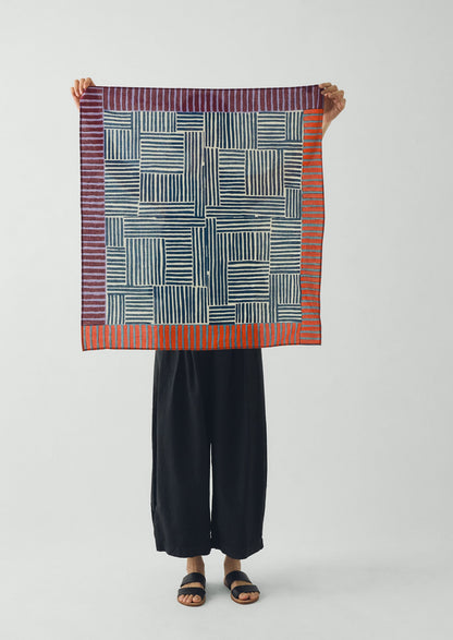 Patchwork Stripe Block Print Bandana | Verdigris/Multi