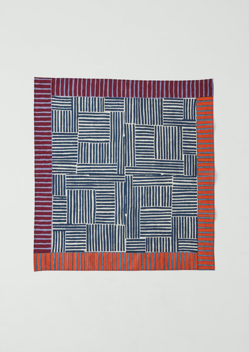 Patchwork Stripe Block Print Bandana | Verdigris/Multi