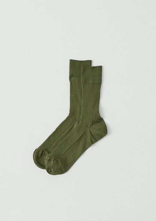 Maria La Rosa Organic Cotton Ribbed Socks | Khaki