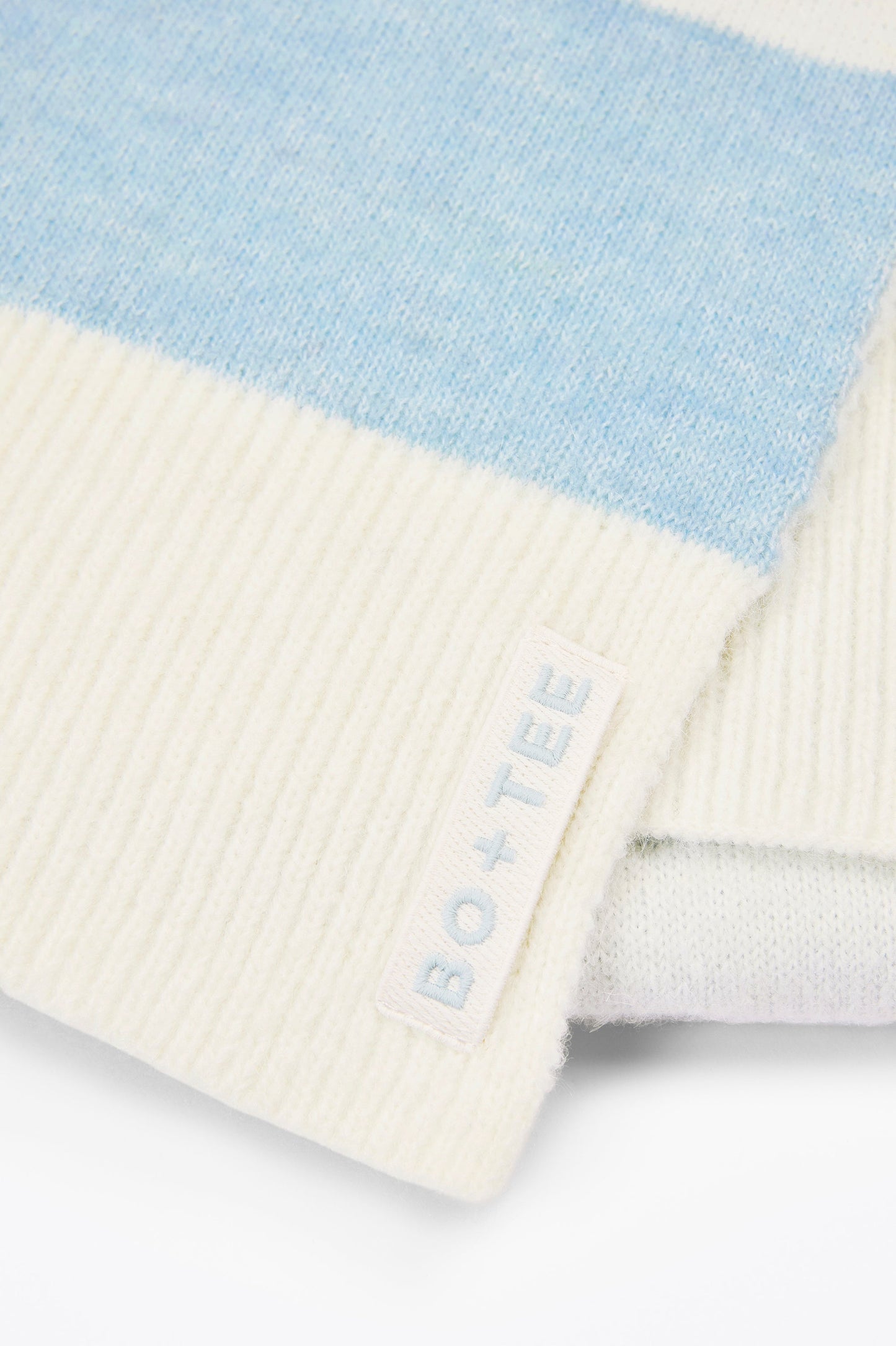 Knit Striped Scarf in Powder Blue