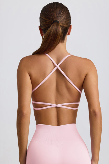 Super Sculpt Seamless Backless Sports Bra in Powder Pink