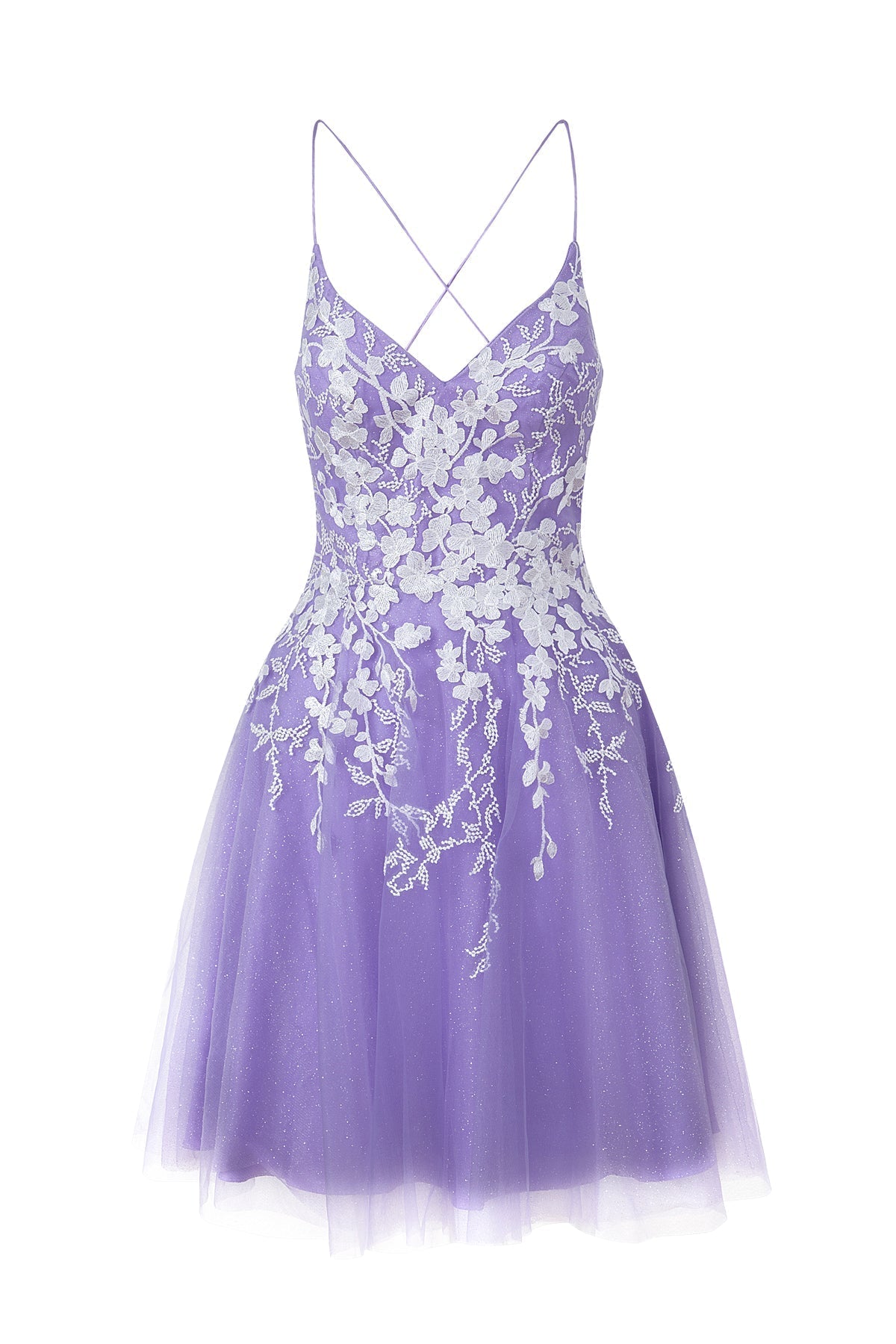 Straps Blue and White Floral Short Dress