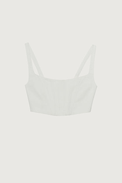 CROPPED DENIM BUSTIER TOP