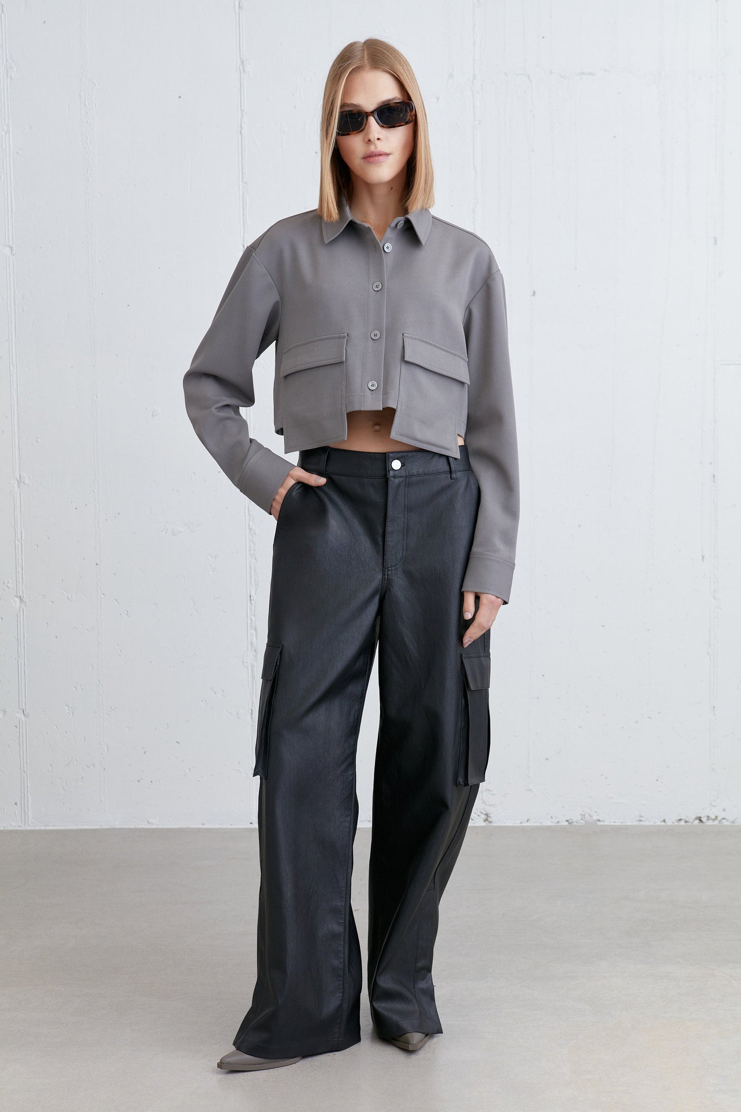 CROPPED COLLARED SHIRT