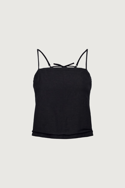 LINEN BLEND OPEN BACK TANK TOP
