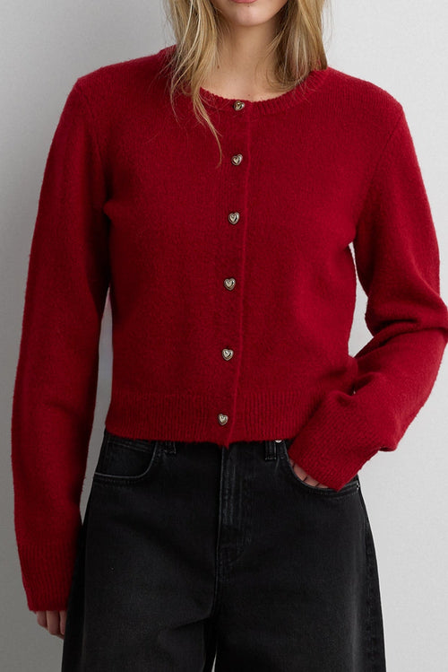 HEART BUTTON FRONT CARDIGAN
