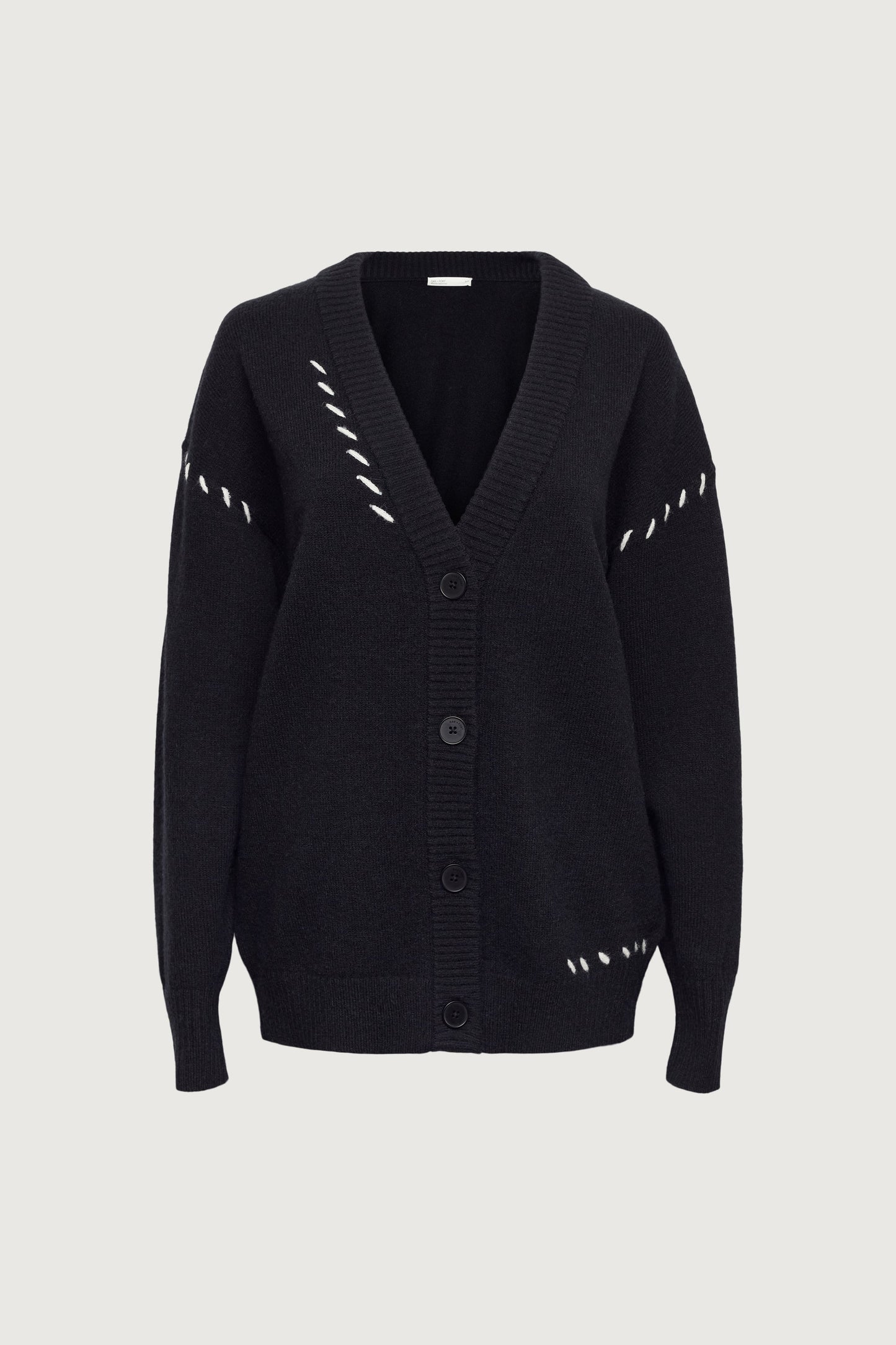 CONTRAST STITCH DETAIL BUTTON FRONT CARDIGAN