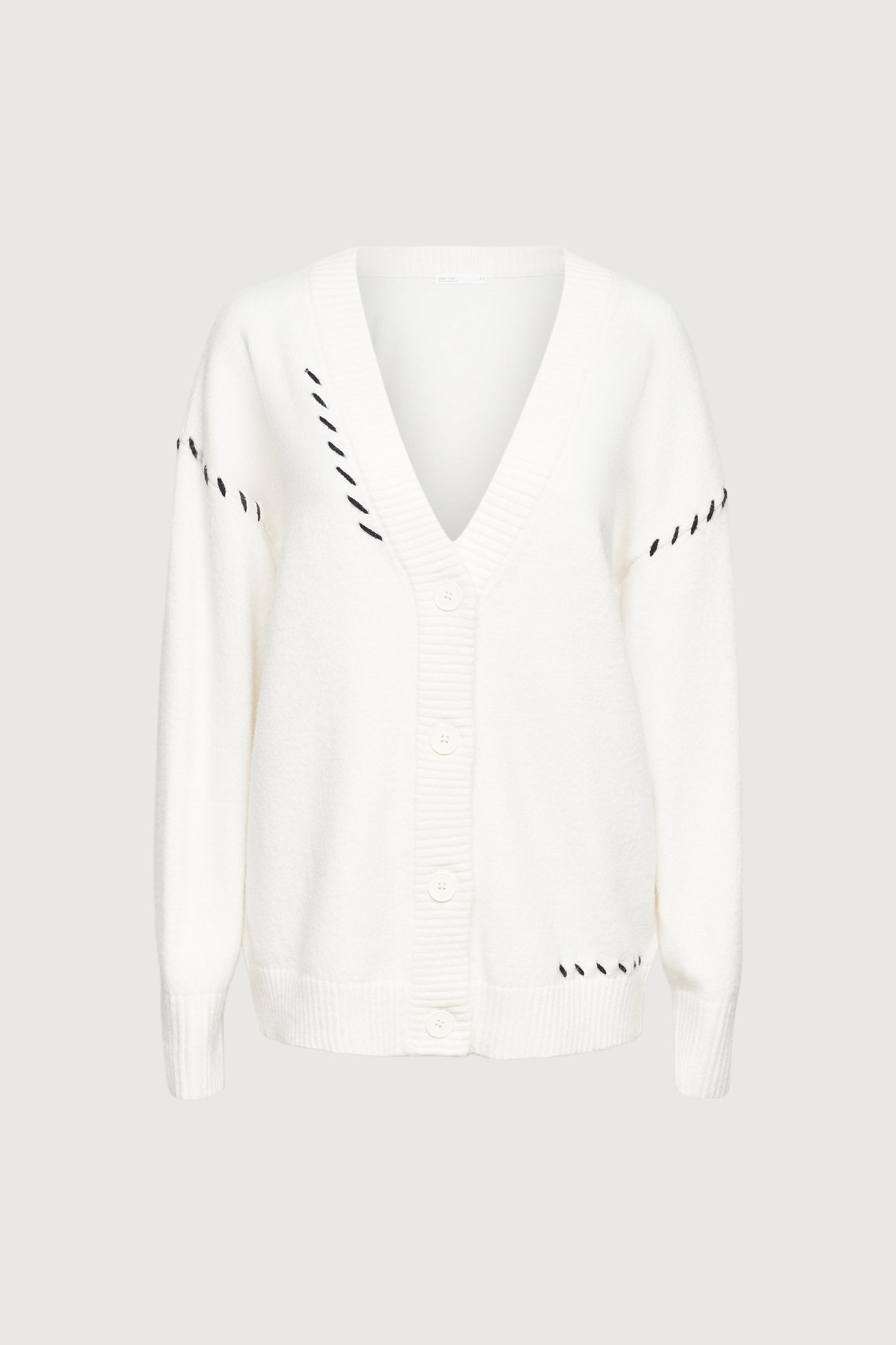 CONTRAST STITCH DETAIL BUTTON FRONT CARDIGAN