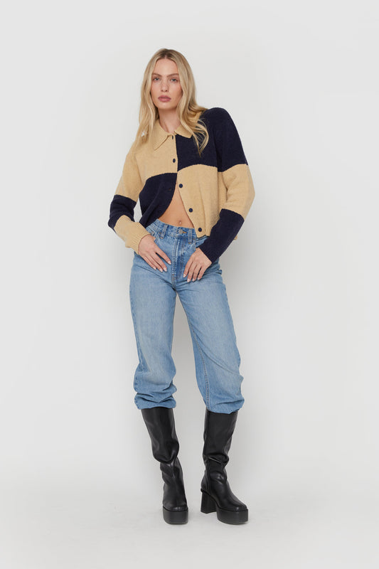 LARGE CHECKERED CARDIGAN