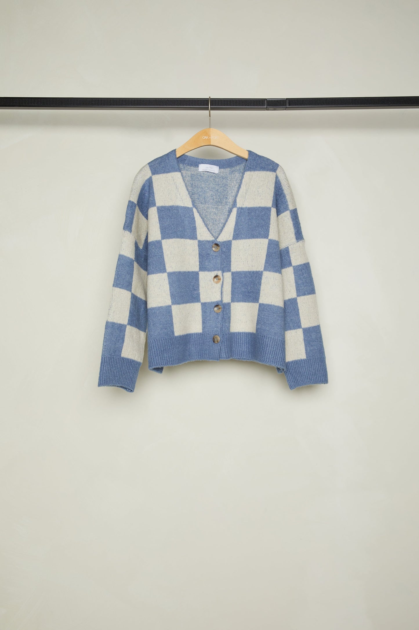 CHECKERED BUTTON FRONT CARDIGAN