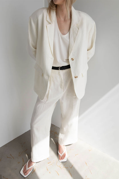 100% LINEN RELAXED FIT BLAZER