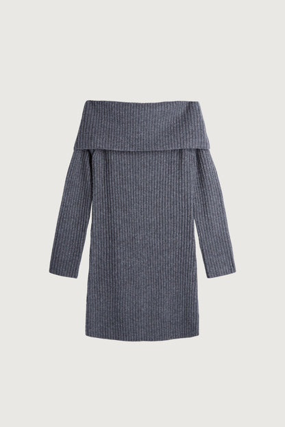 OFF SHOULDER RIB-KNIT MINI DRESS