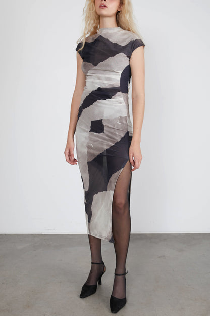 MAXI DRESS WITH ABSTRACT PRINT